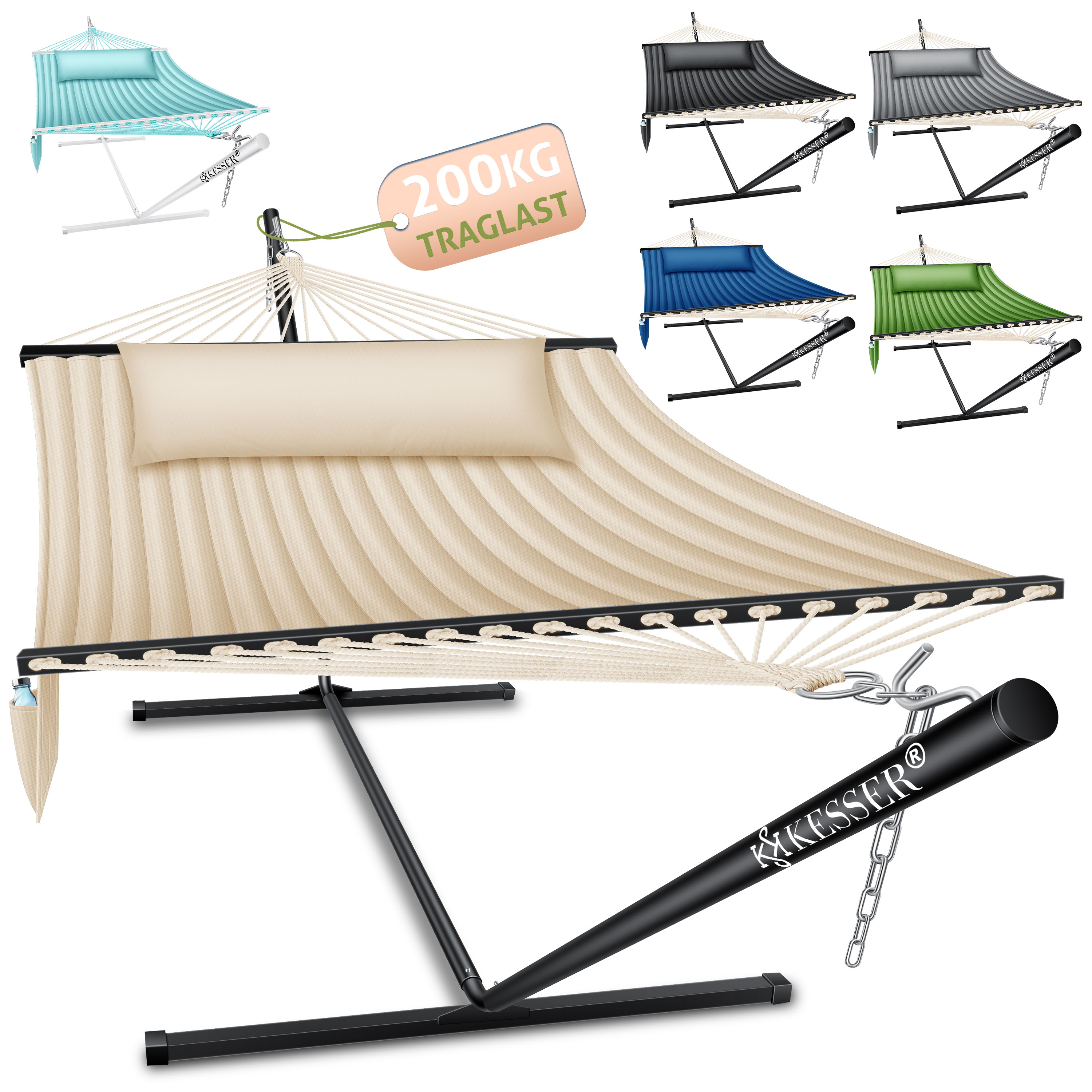 KESSER Hngematte HILL mit Gestell Kissen Sonnenliege 2 Personen 200kg  Liege | eBay.de