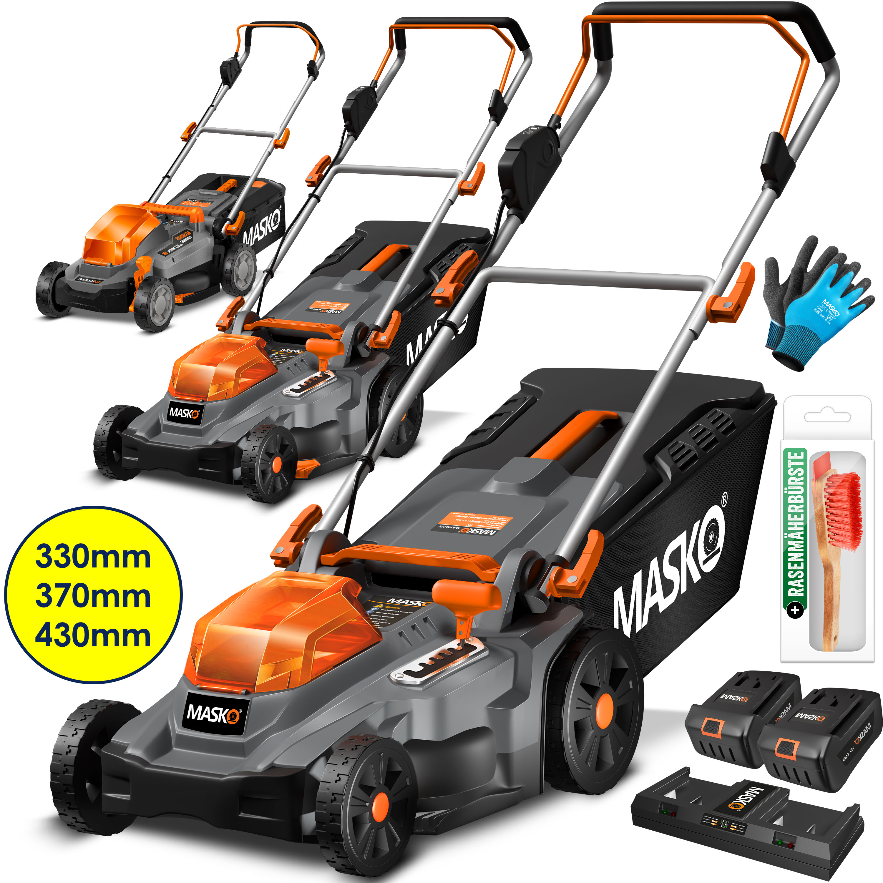 MASKO® Akku Rasenmäher ECOX10 inkl. 1 oder 2 Akkus LiIon Batterie 4