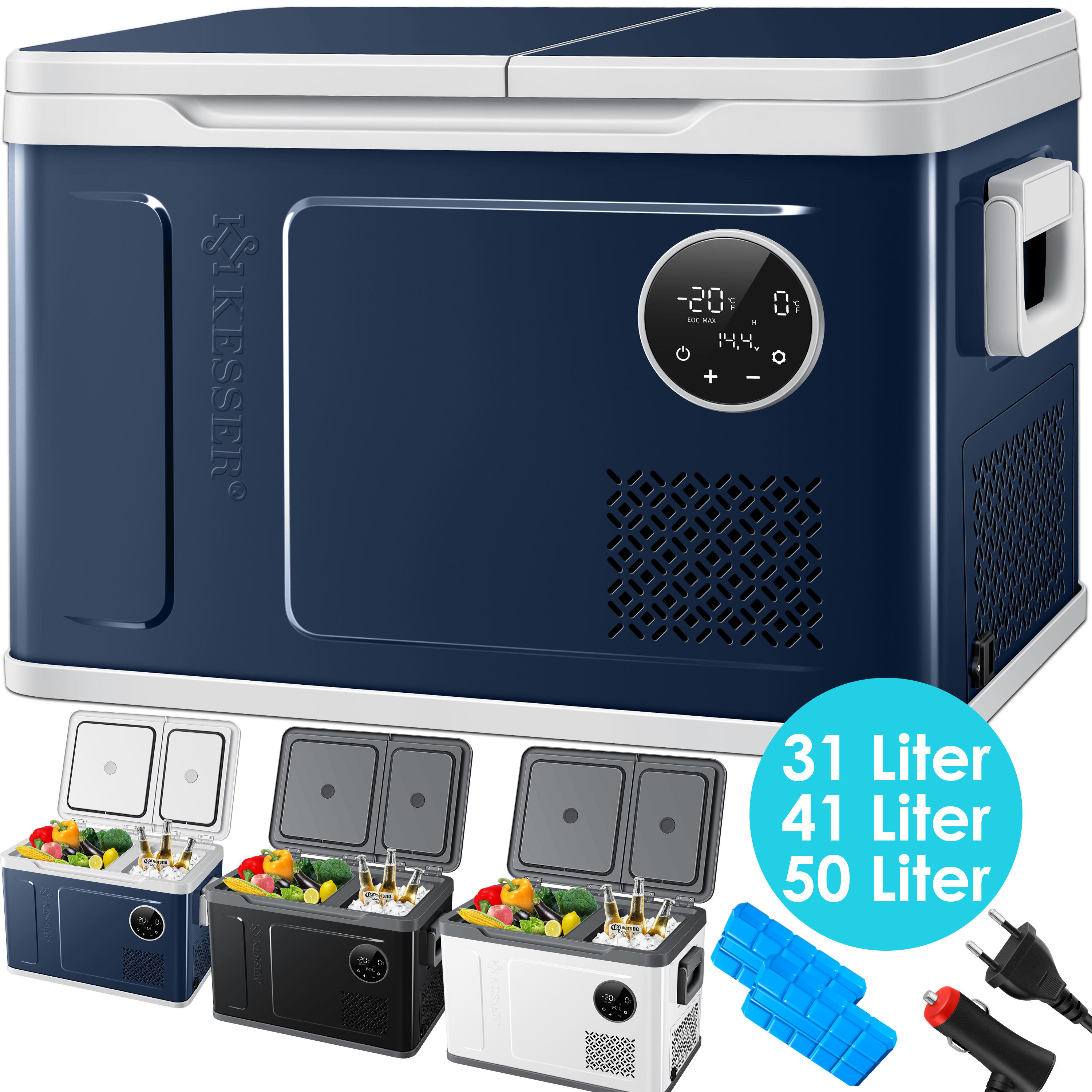 KESSER® Kompressor Kühlbox 2in1 Doppelzone Kühl & Gefrierfach